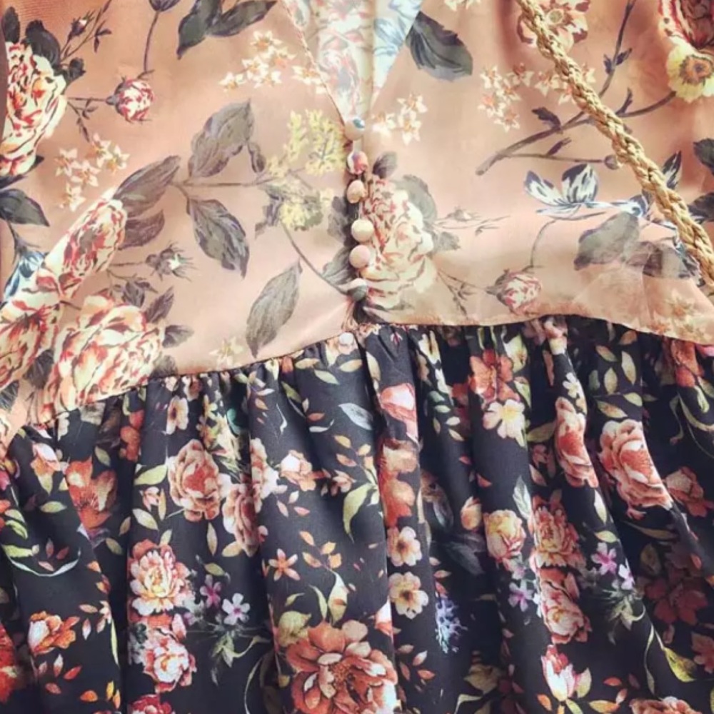 SOLD OUT Bohemian Chiffon Floral Long Sleeve Dress - Picture 9 of 11